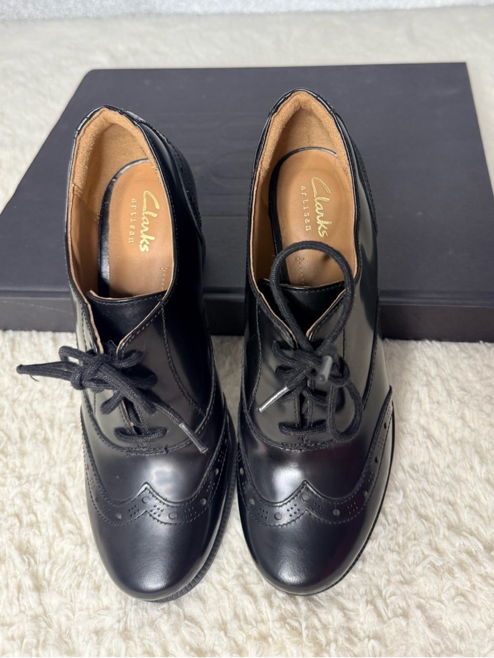 Clarks Black Lace-Up Wingtip
Heeled Oxfords - Picture 12 of 12